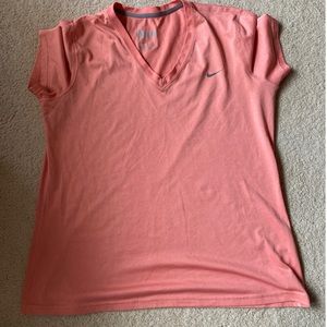 Coral Nike DriFit VNeck Top